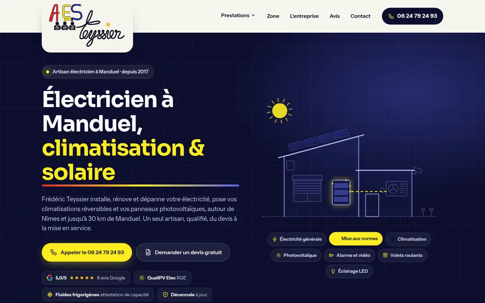 Page d'accueil du site A.E.S Teyssier
