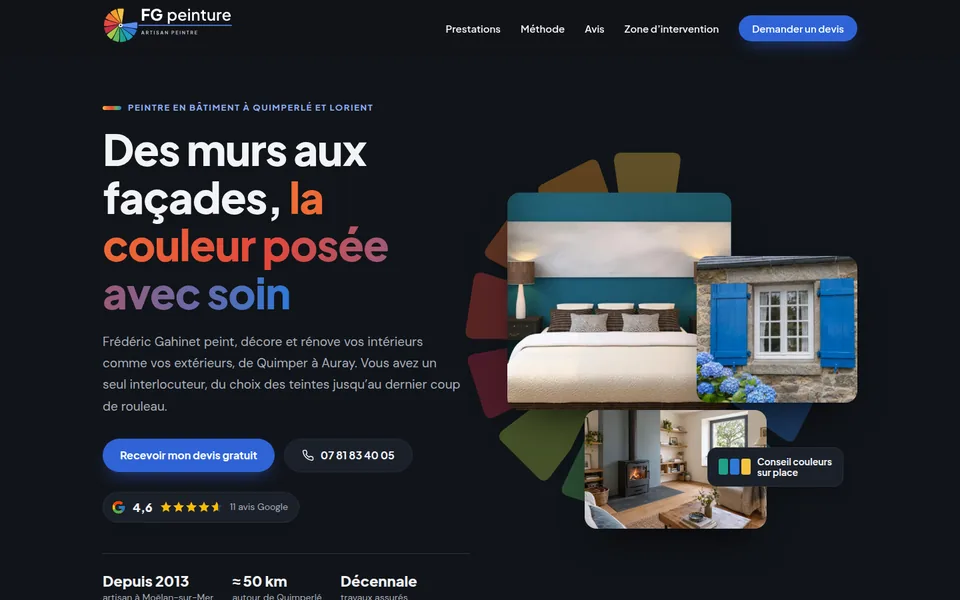 Page d'accueil du site FG Peinture