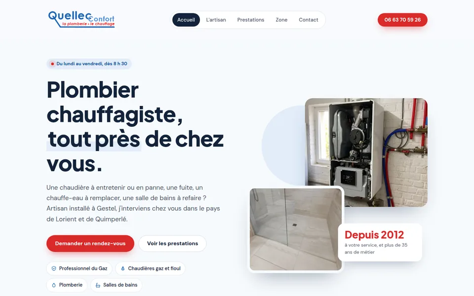 Page d'accueil du site Quellec Confort